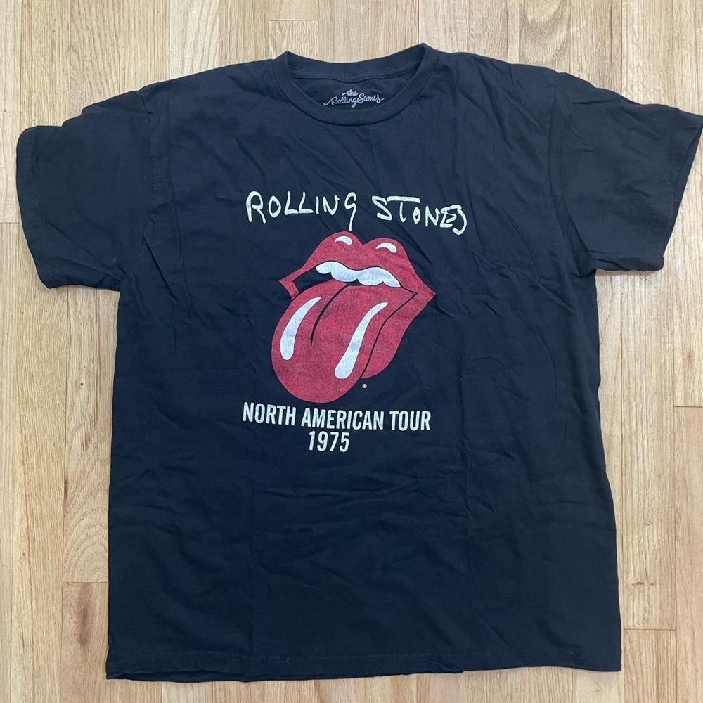 Rolling Stones T-Shirt Large Black Tour 1975 Concert Alt Rock-N-Roll Band Tee
